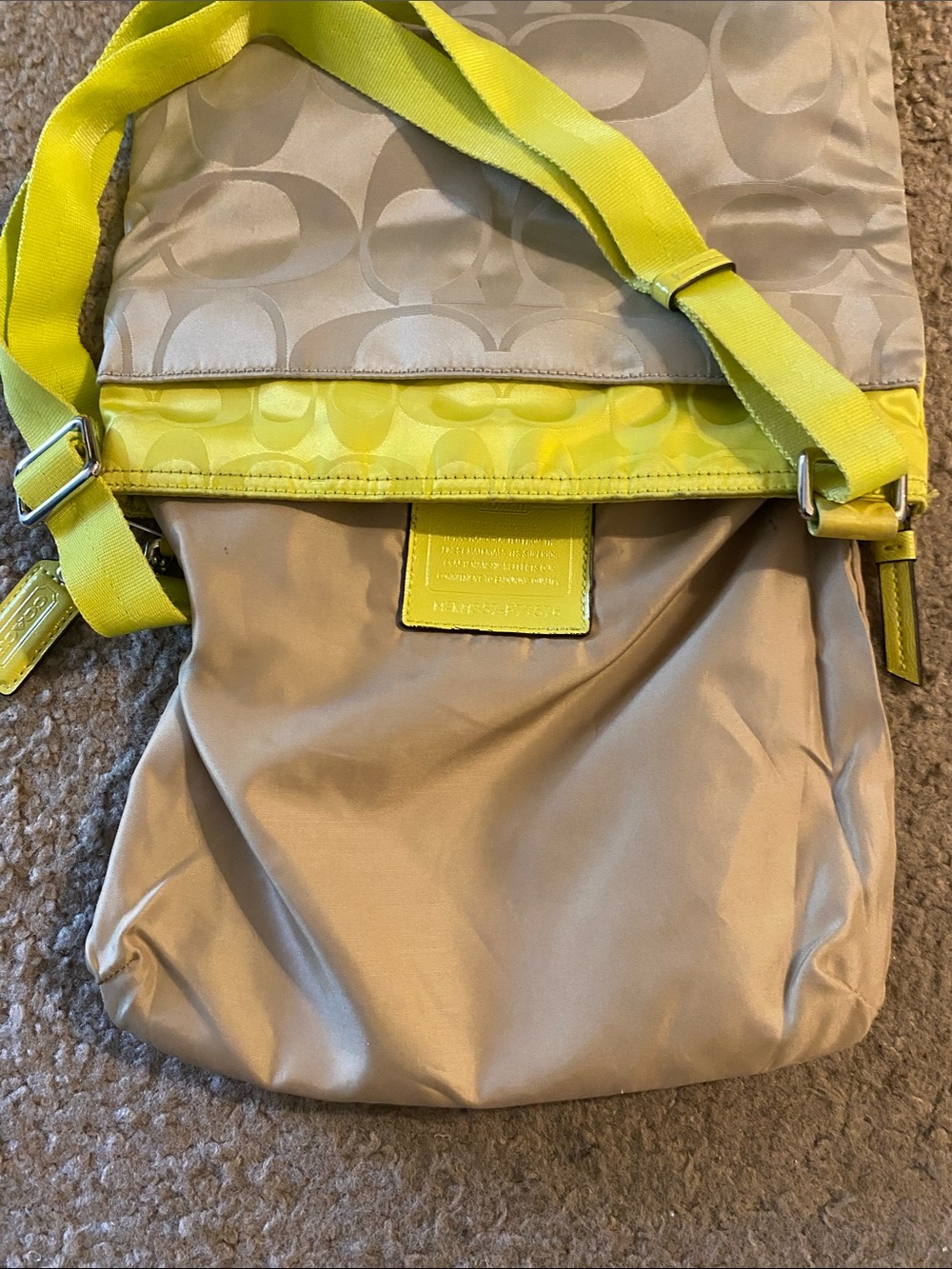 Coach Citrine and Beige Signature Nylon Tote with Front Zip Pocket - Picture 9 of 9